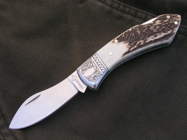 Hand Engraved Folding Hunting Knife Fiskmuk Fathers Day Gift     Personalized Gift for Dad