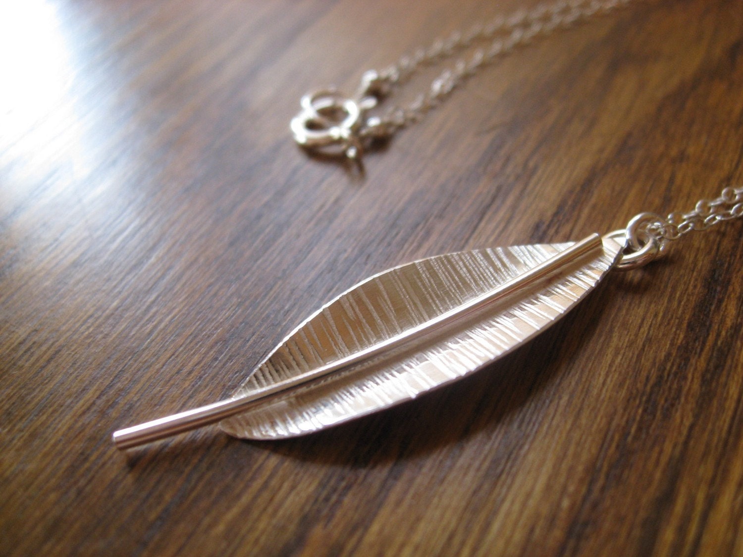 Seasons (Medium) - Sterling Silver Falling Leaf Necklace