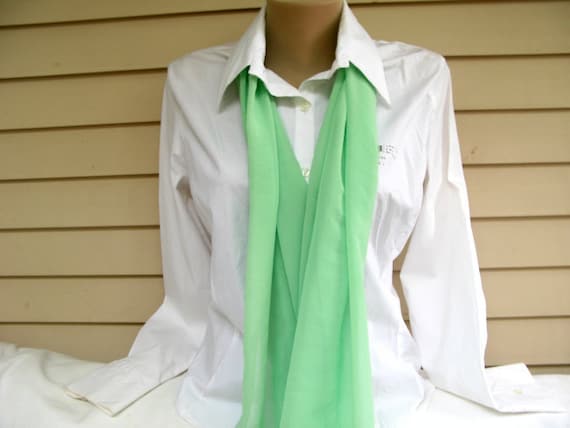 Vintage Mint Green Scarf -  rectangular  Wedding Accessory - OOAK