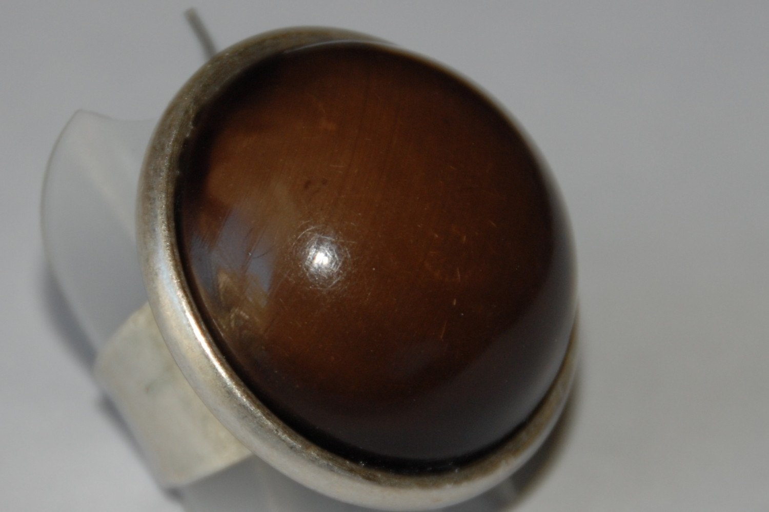 Ring. SALE. Adjustable. Chocolate finger candy. Repurposed button.