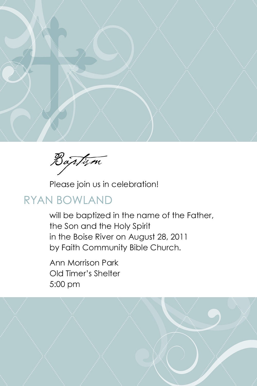 Flourish Baptism Invitation or Chistening Invitation Open House Cross Il_170x135