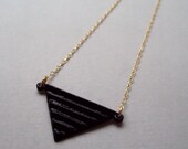 Black Geometric Triangle necklace with 14k gold filled chain