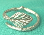 raspberry leaf ring eco friendly twig ring size 8 sterling silver