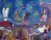 SALE Alice in Wonderland Dreams of Skydive Arizona Surreal Magnetic Art Puzzle