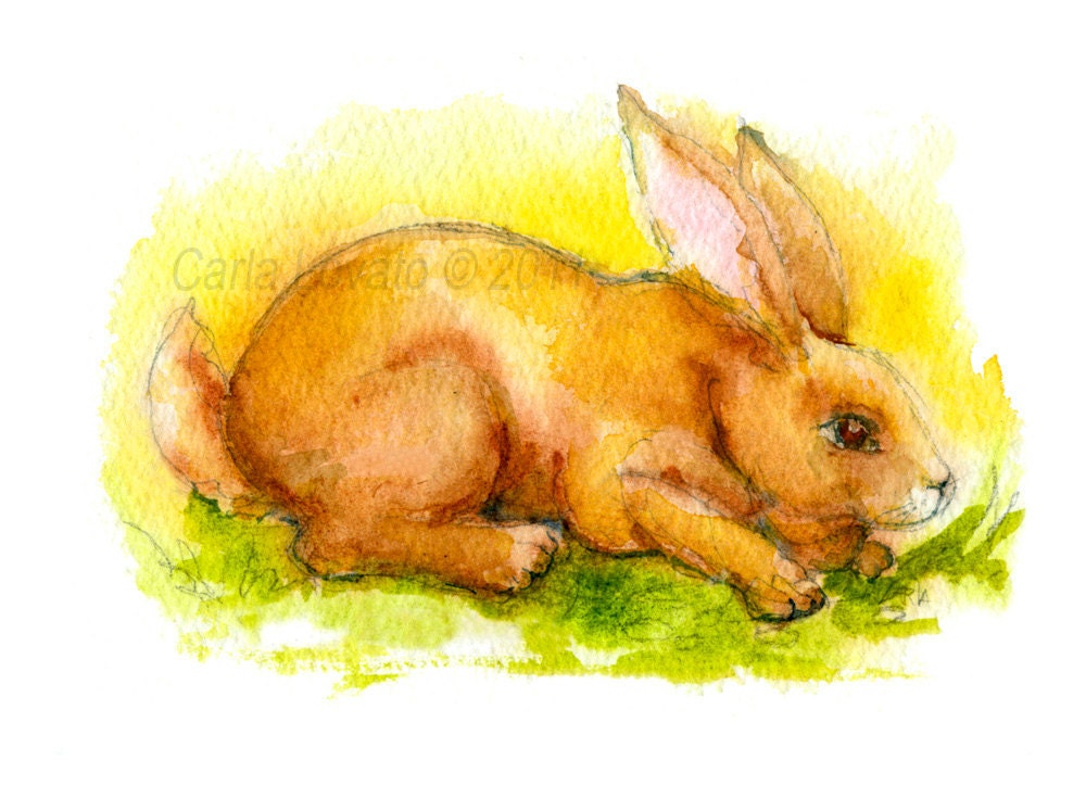 Rabbit Art Bunny Painting from a Watercolor  - Blank Greeting Card  - wildlife Art Easter bunny card