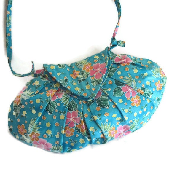 Turquoise Pink Floral Bag - BitsysBaubles Turquoise Pink Floral Bag - BitsysBaubles