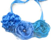 Blue Floral Bib Statement Necklace