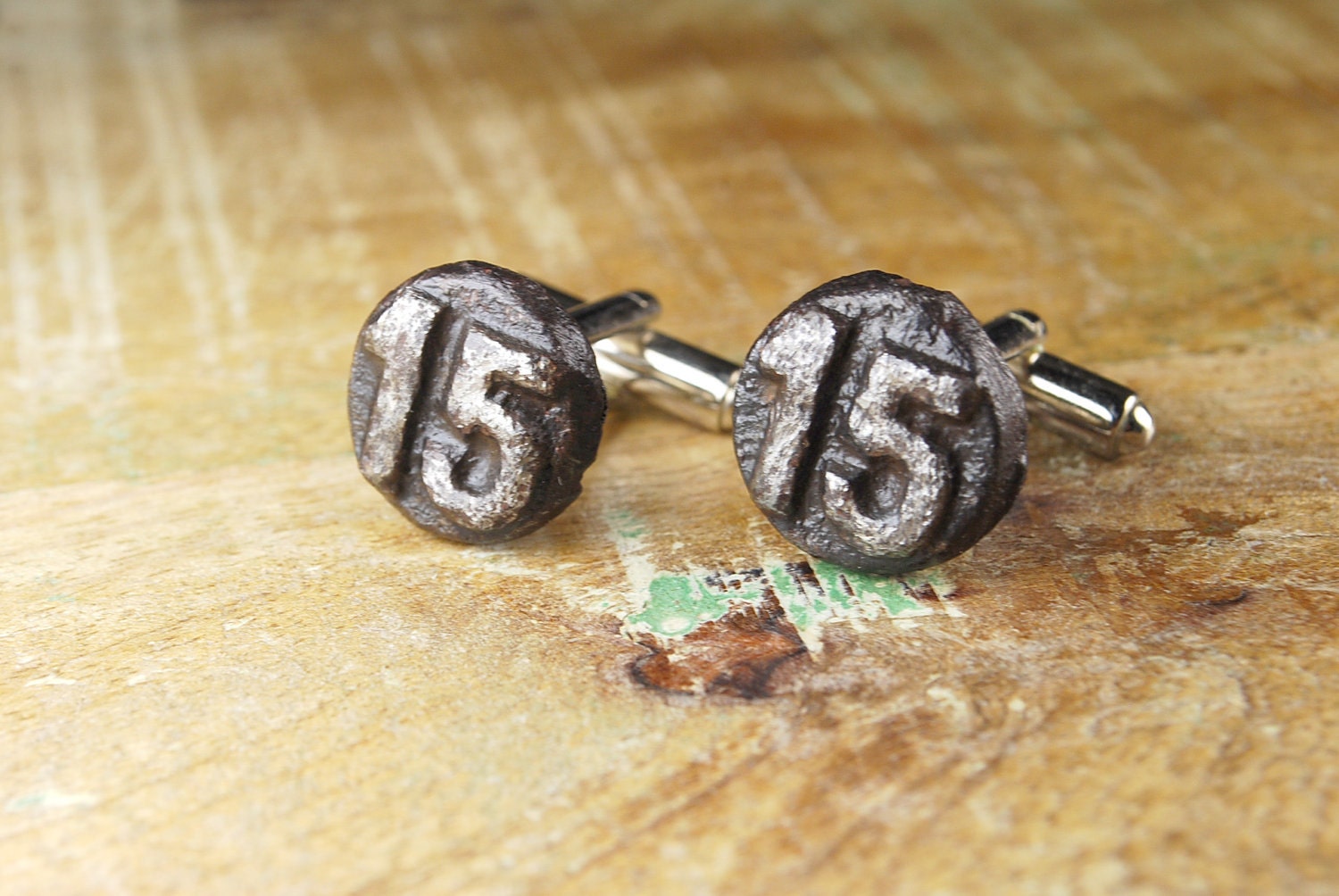 Steampunk Cufflinks Vintage Date Nails // 1915 // Mens Cuff Links - Tim Tebow - Great for Wedding Gift - Fathers Day - Anniversaries