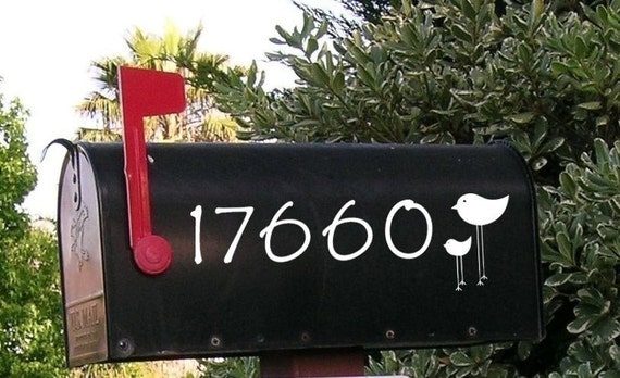 Custom Mailbox House Numbers with Birds - Vinyl Wall Art Decal Sticker