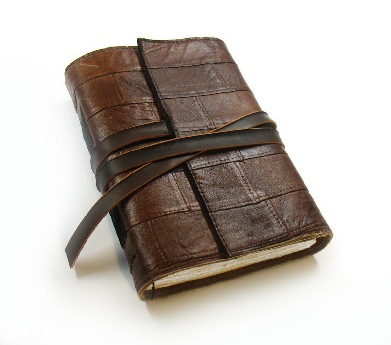 Journal - Rustic Brown Leather Journal with Old Paper - MedievalJourney