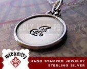 Personalized Necklace - Initial Necklace - Hand Stamped Necklace - HALLE raised edge oxidized Monogram Initial necklace
