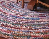 Eight Foot Oval Hand Crocheted Rag Rug