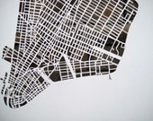 manhattan mapcut on white