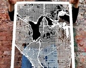 seattle MAPCUT ON WHITE, 22"x30"