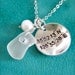 Sea glass Geocache necklace - Hand stamped charms necklace