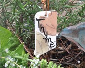 Garden Marker - Thyme Plant Tag - Upcycled - Broken China - Recycled Plate