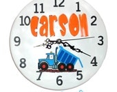 Wood Kids Wall Clock Truck Constructor