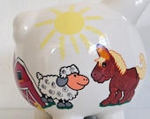 Personalized Hand Painted PIGGY BANK - Design Theme Farm