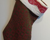 Christmas Stocking- NOEL Block Print with Red Lace Trim