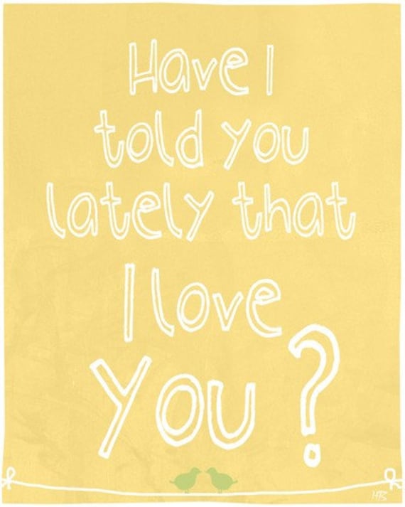 I love you wall art print poster, Love quote room decor wall hanging, yellow, anniversary gift, children room wall art