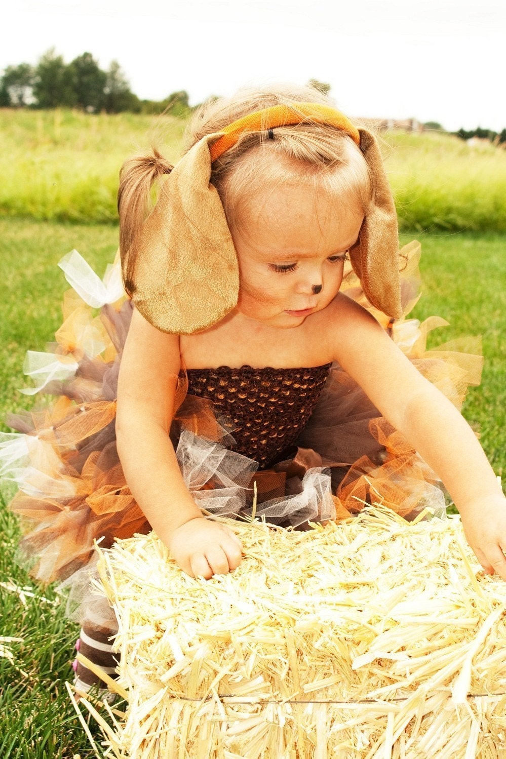 Pretty Little Pup Crochet Petti-Tutu Dress and Dog Ears Headband- SZ 0-2T