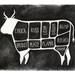 Charcoal Cow Butchery Diagram Print