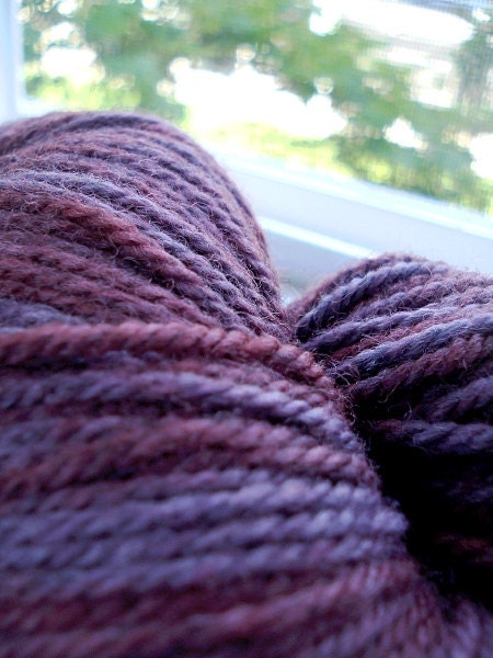 Wool Yarn Blackberry Swirl Hand Dyed by Me OOAK Beauty Very Soft