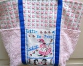 Vintage Embroidered  Little Bo Peep Diaper Bag