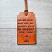 Single Custom Vertical Leather Luggage Tag. Stamped with Your Name, Phrase, Verse. Gift for wedding, birthday, thank you, congrats.