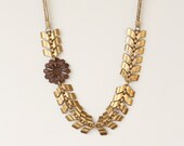 Prairie Flower - Brass Flower Chevron Necklace by Prairieoats
