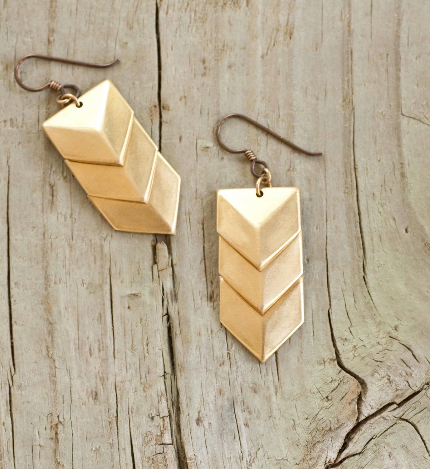 Shield Me - Geometric Brass Shield Earrings by Prairieoats