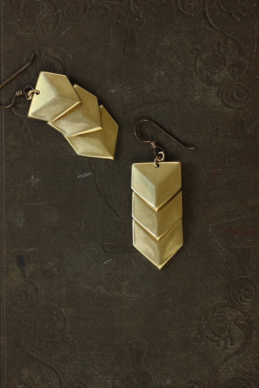 Shield Me - Geometric Brass Shield Earrings by Prairieoats