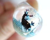 Blue Snow Flake Reindeer Resin Bubble Ring
