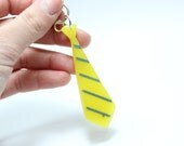 Dress It Up Necktie Resin Pendant (Lemon Yellow and Blue Stripes)