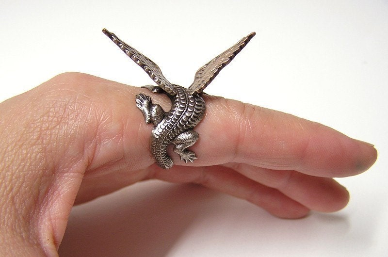 Steampunk Dragon Ring, dragon body wrap around finger (sw)