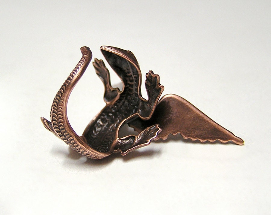 Steampunk Dragon Ring, dragon body wrap around finger (copper)