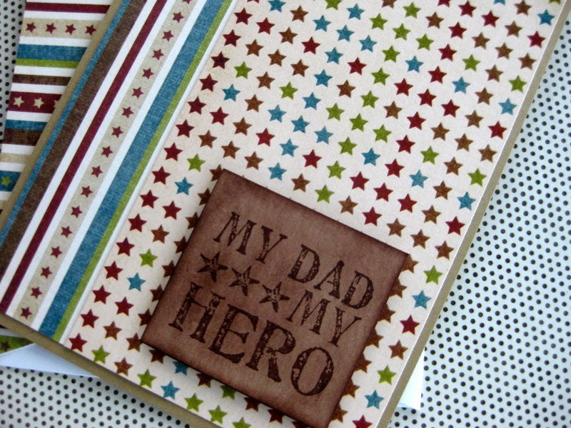 Stars and Stripes "My Dad My Hero" - Handmade Greeting Card