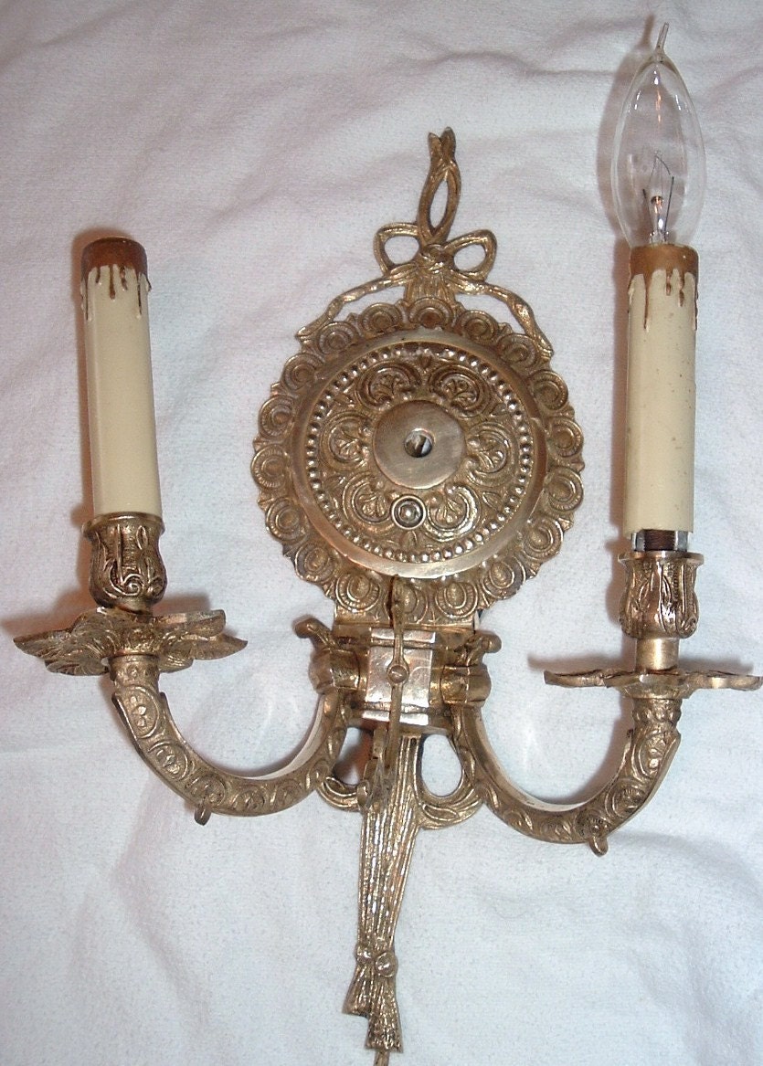 1920's Brass Wall Lamp Sconce Antique Electric by handymanhowto