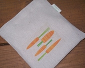 Reusable sandwich bag - Carrots on natural unbleached cotton