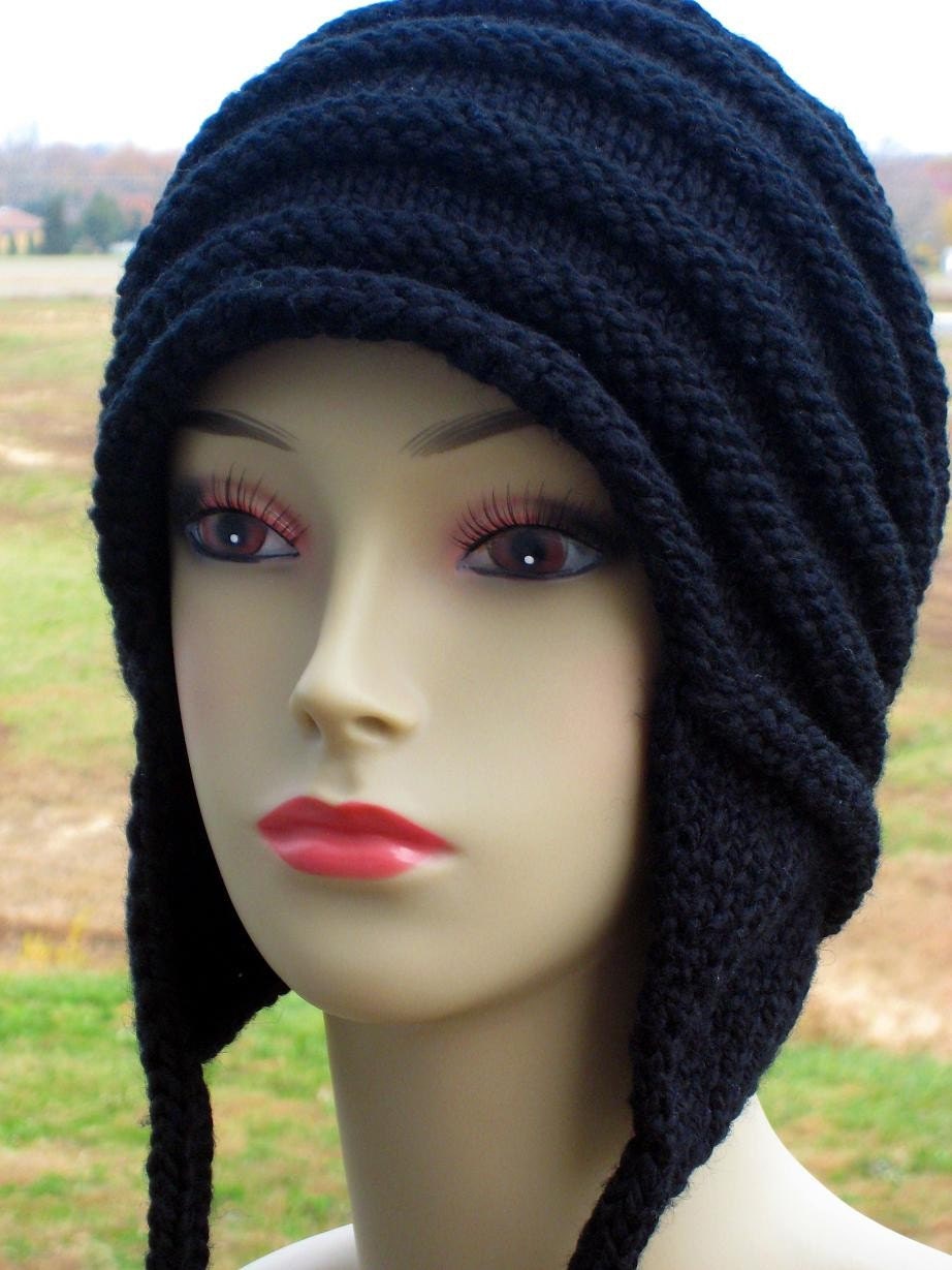 Instant Download PDF Knitting Pattern, Earflap Cap with I-cord, Teen to Adult, 20.5 to 22.5 inch Head Circumference Digital Pattern