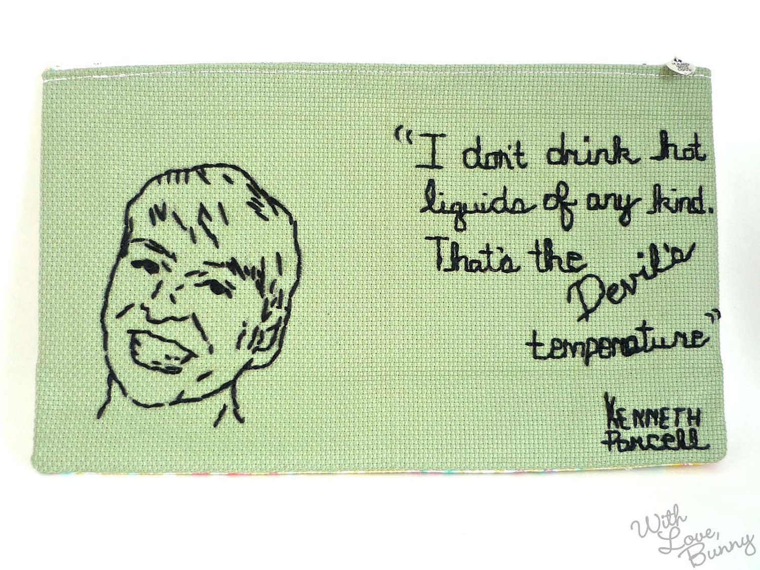 KENNETH The Page - 30 Rock - Quirky Quote Embroidered Clutch - 30% SALE