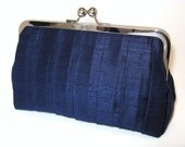Pleated Silk Clutch-Navy-Bridal Clutch-Bridesmaid Clutch-Wedding Purse-Formal-Clutch