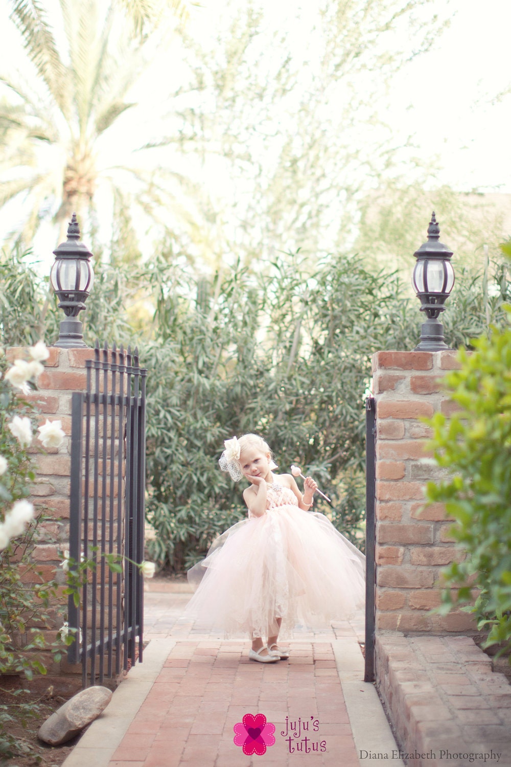 Sweet Sophistication Flower Girl Dress, shown in Peach, Size Medium