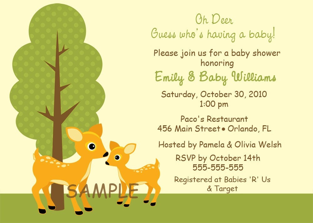 Mommy And Baby Deer Baby Shower or Birthday Invitations Girl or Boy (You Print)