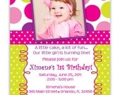 Mod Bright Dots Photo Card  Invitation (You Print)