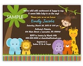 Jungle Safari Wild Animals Baby Shower Invitation (You Print)