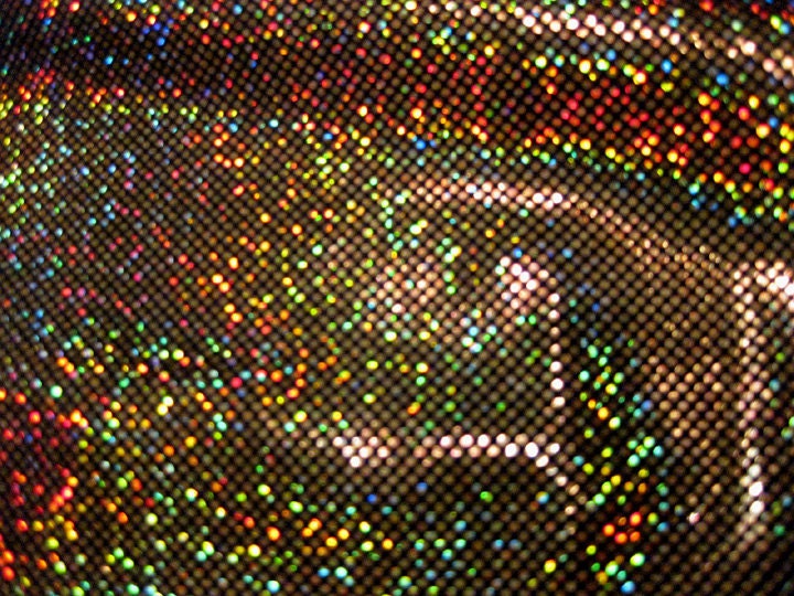 Gold Hologram Dots on Black Stretch Lycra Fabric, 6" x 60"