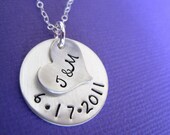 Hand Stamped Jewelry - Our Initials and Anniversary Date Personalized Mothers Jewelry