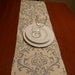 Lot of 12 wedding party table runners, gray on white damask fabric, 72 x 13 inches