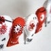 Felt Sugar Skull Garland Bunting, red and white Mexican Folk Art